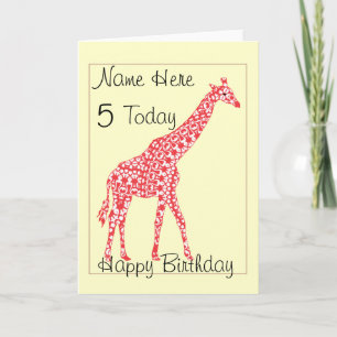 Cute Giraffe Child's Personalized Age Birthday Ca Card