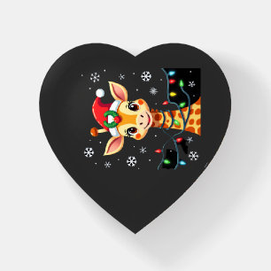 Cute Giraffe Christmas Lights Santa Hat Xmas Pajam Paperweight
