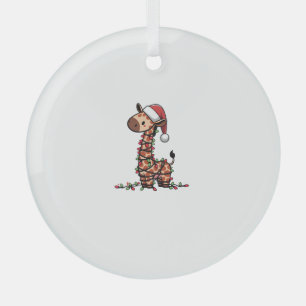 Cute Giraffe Christmas Tree Giraffe Lovers   Glass Ornament