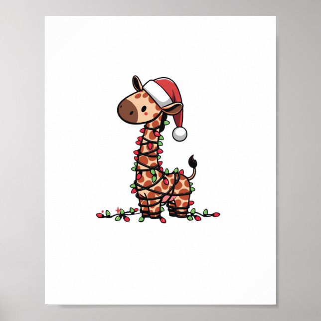 Cute Giraffe Christmas Tree Giraffe Lovers   Poster (Front)