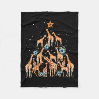 Cute Giraffe Christmas Tree Giraffe Lovers Xmas Ho Fleece Blanket