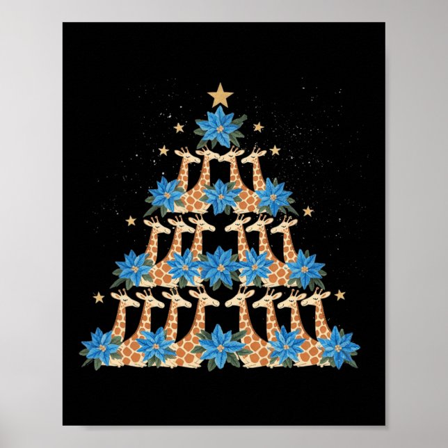 Cute Giraffe Christmas Tree Giraffe Lovers Xmas Ho Poster (Front)