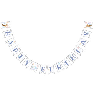 Cute Giraffe Colorful Balloon Boy Birthday Buntin Bunting Flags