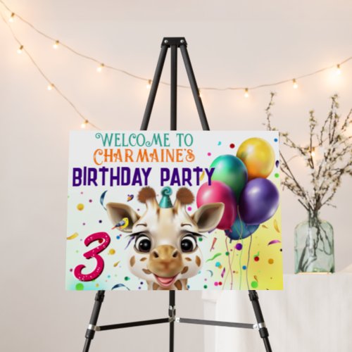 Cute Giraffe Colorful Birthday Party Foam Board