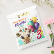 Cute Giraffe Colorful Confetti Kids Birthday Party