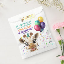 Cute Giraffe Colorful Confetti Kids Birthday Party