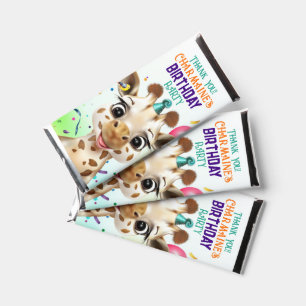 Cute Giraffe Colorful Confetti Kids Birthday Party Hershey Bar Favors