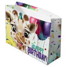 Cute Giraffe Colorful Confetti Kids Birthday Party