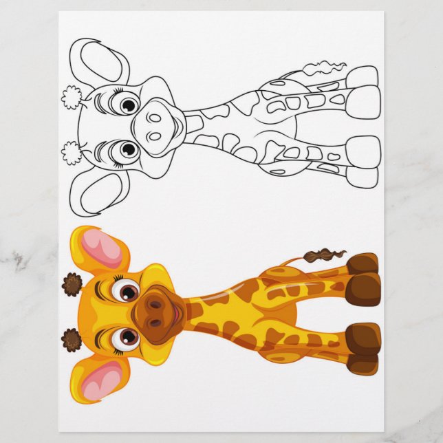 Cute Giraffe coloring page (Front)