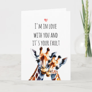 Cute Giraffe Couple I’m in Love With You Holiday Card