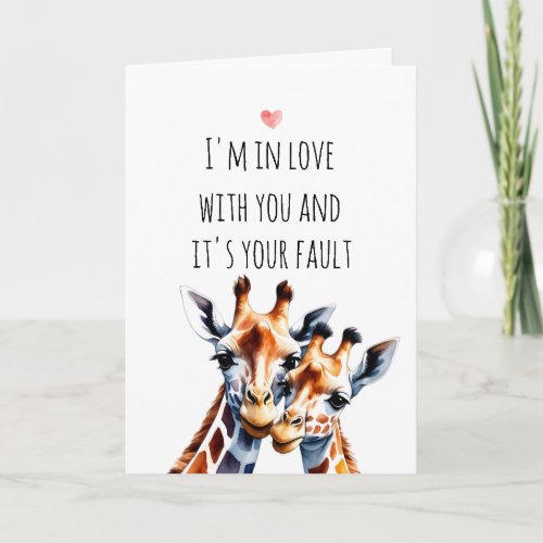 Cute Giraffe Couple Im in Love With You Holiday Card