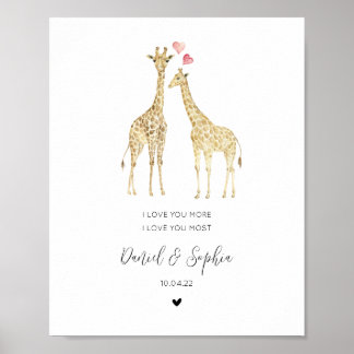 Cute Giraffe Couple in Love Anniversary Poster