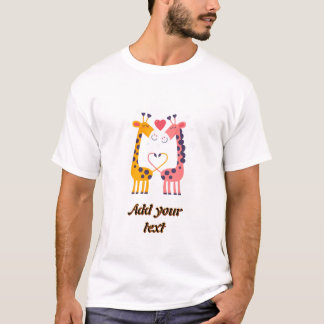 Cute Giraffe Couple Personalized Custom T-Shirt -