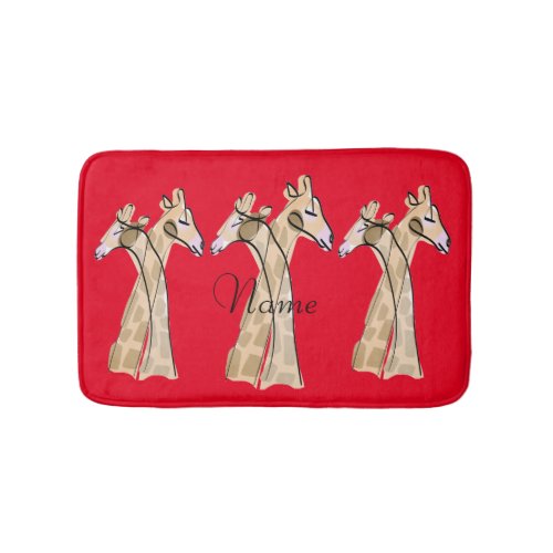 Cute Giraffe Couple  Thunder_Cove Bath Mat