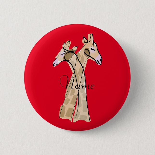 Cute Giraffe Couple  Thunder_Cove Button (Front)