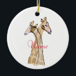 Cute Giraffe Couple  Thunder_Cove  Ceramic Ornament<br><div class="desc">2 cute giraffes with necks intertwined like romantic partners. Nice way to show how you feel about your wife,  husband,  girlfriend,  boyfriend,  etc. ,  customize with your own greeting,  name,  message,  etc</div>