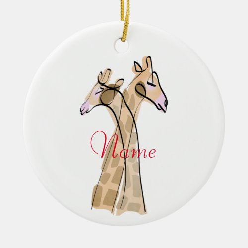 Cute Giraffe Couple  Thunder_Cove  Ceramic Ornament