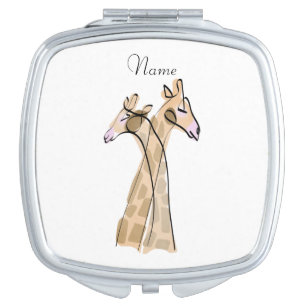 Cute Giraffe Couple  Thunder_Cove Compact Mirror