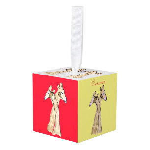Cute Giraffe Couple Thunder_Cove Cube Ornament