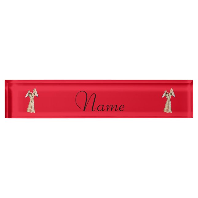 Cute Giraffe Couple  Thunder_Cove Desk Name Plate (Front)