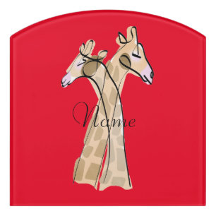 Cute Giraffe Couple Thunder_Cove Door Sign