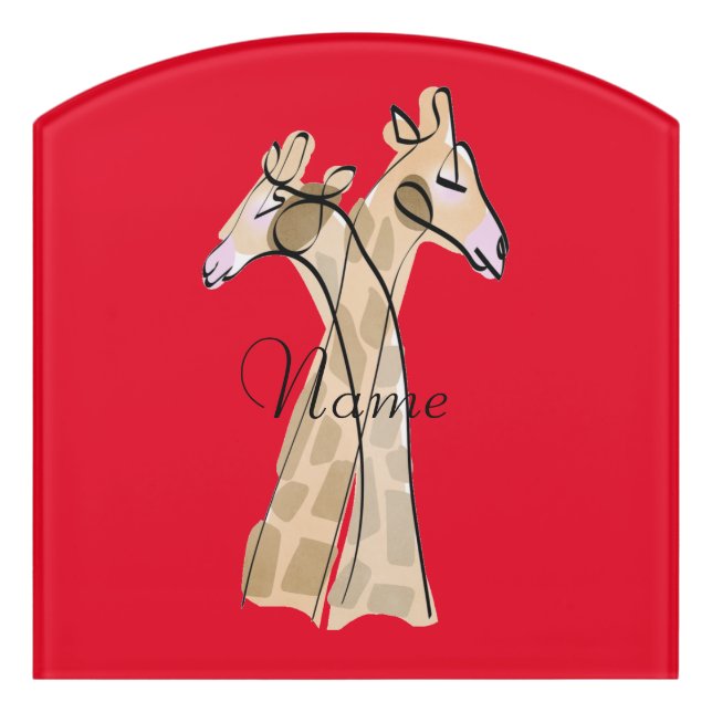 Cute Giraffe Couple  Thunder_Cove  Door Sign (Contour Front)