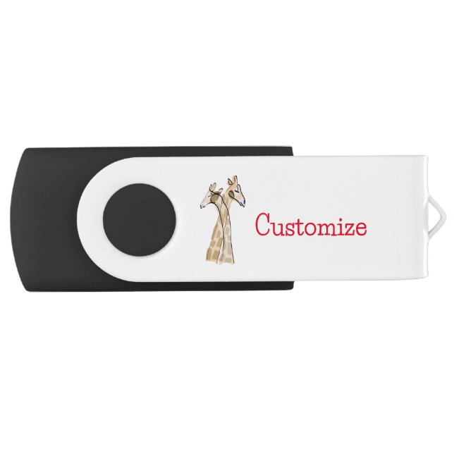 Cute Giraffe Couple Thunder_Cove Flash Drive (Front)