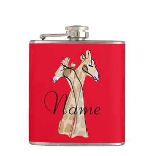 Cute Giraffe Couple Thunder_Cove Flask