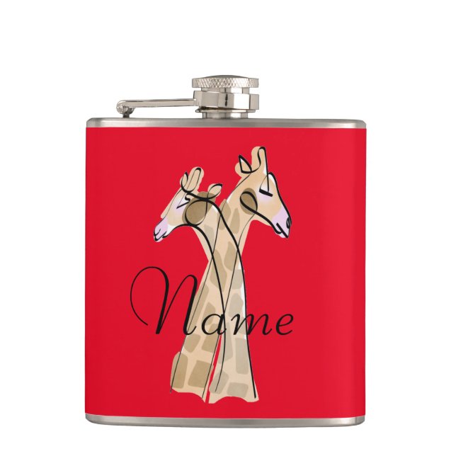 Cute Giraffe Couple  Thunder_Cove Flask (Front)