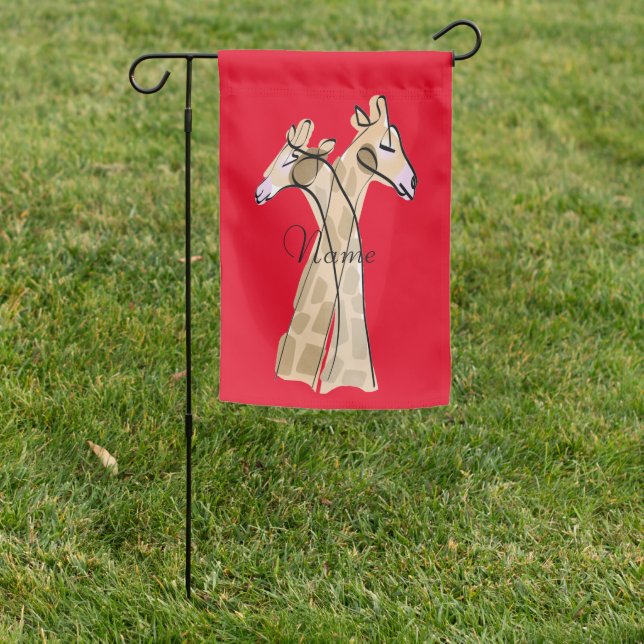 Cute Giraffe Couple  Thunder_Cove Garden Flag (In SItu)