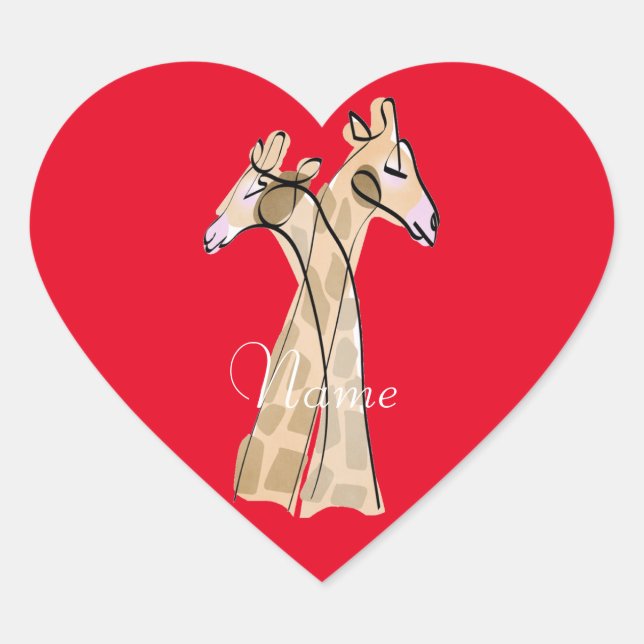 Cute Giraffe Couple  Thunder_Cove  Heart Sticker (Front)