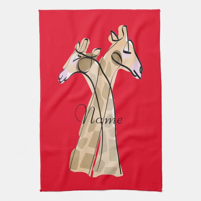 Cute Giraffe Couple  Thunder_Cove Kitchen Towel (Vertical)