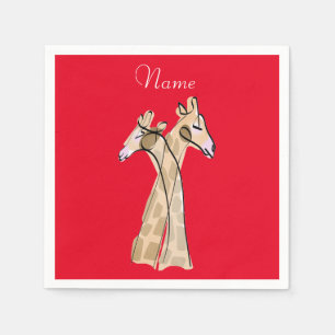 Cute Giraffe Couple Thunder_Cove Napkins