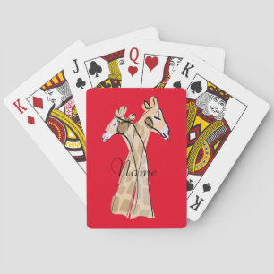 Cute Giraffe Couple Thunder_Cove Poker Cards