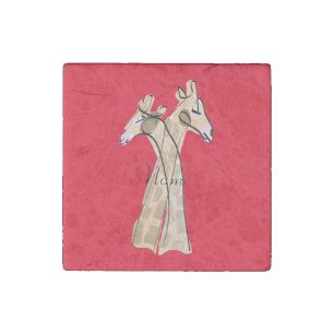 Cute Giraffe Couple  Thunder_Cove Stone Magnet