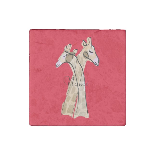 Cute Giraffe Couple  Thunder_Cove Stone Magnet (Front)