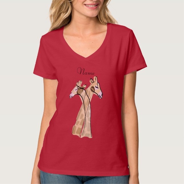 Cute Giraffe Couple  Thunder_Cove T-Shirt (Front)