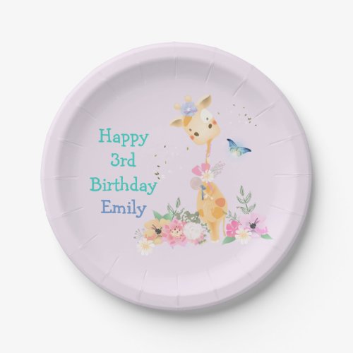Cute Giraffe Design Birthday Party Paper Plates