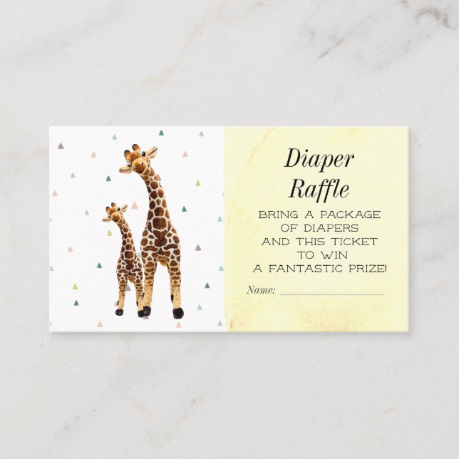 Cute Giraffe Diaper Raffle Baby Shower Ticket (Front)
