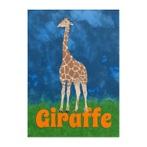 Cute Giraffe Drawing Acrylic Print