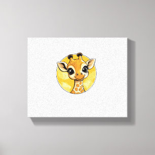Cute Giraffe Drawing Cartoon Style   Canvas Print