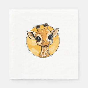 Cute Giraffe Drawing Cartoon Style Napkins