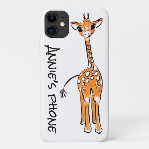 Cute Giraffe drawing  iPhone 11 Case