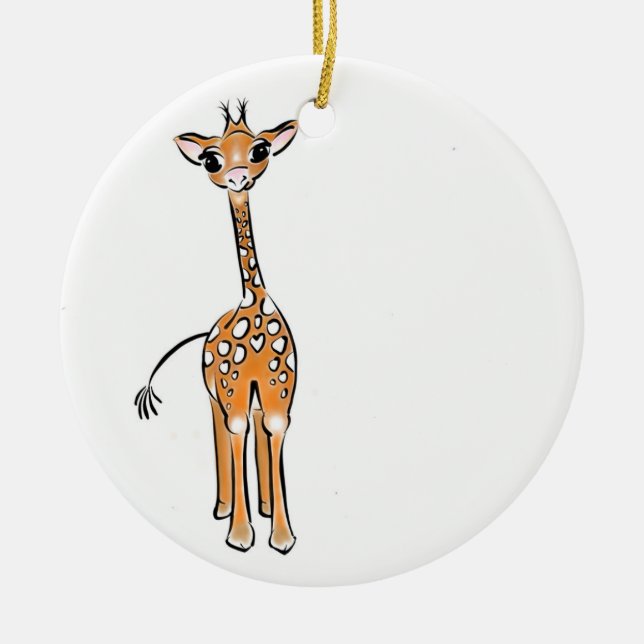 Cute giraffe drawing  ceramic ornament (Front)