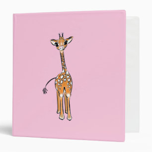 Cute giraffe drawing pink binder