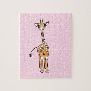 Cute giraffe drawing pink  jigsaw puzzle