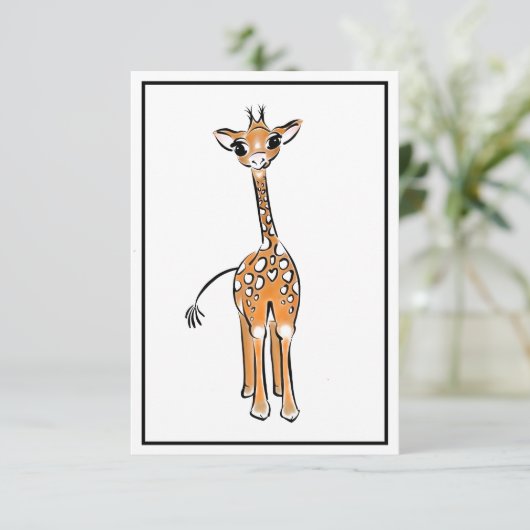 Cute Giraffe drawing, safari animals  (Standing Front)