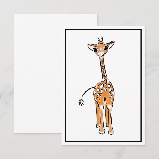 Cute Giraffe drawing, safari animals  (Front/Back)