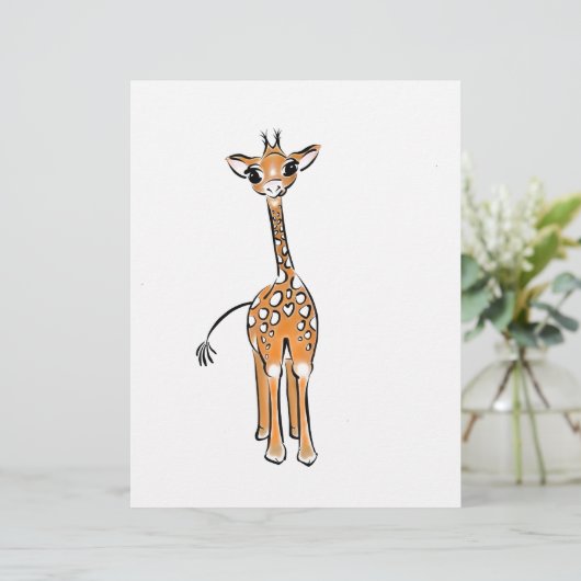 Cute Giraffe drawing, safari animals  (Standing Front)
