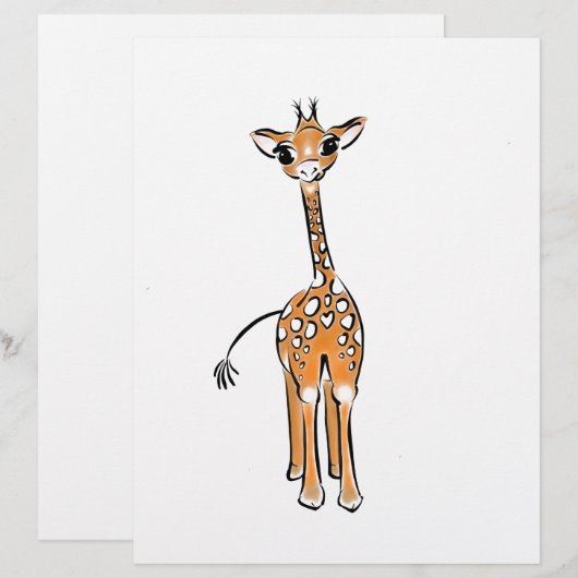 Cute Giraffe drawing, safari animals (Front/Back)